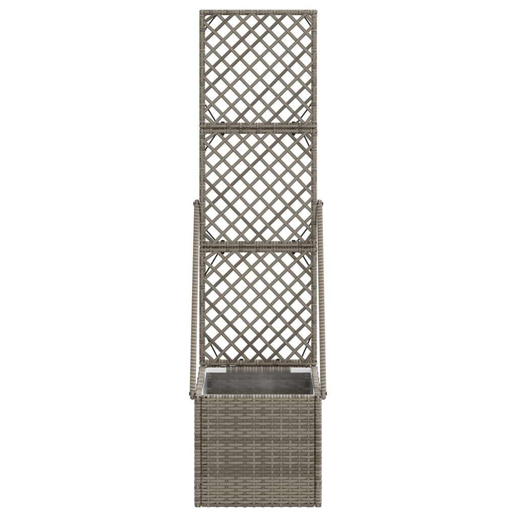 vidaXL Gartenpflanzer mit Gitter Grau 35 x 30 x 135 cm Poly-Rattan