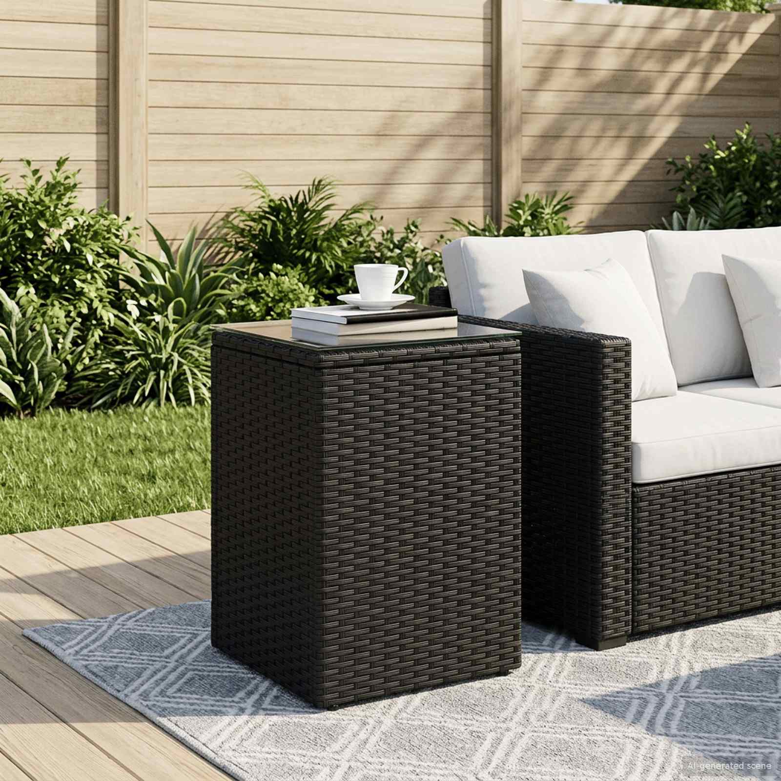 vidaXL Beistelltisch Schwarz Poly-Rattan