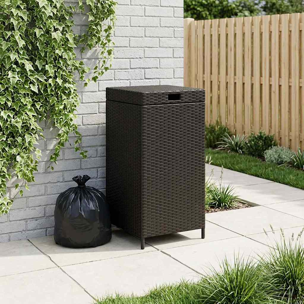 vidaXL Außen-Mülltonne Schwarz 40 x 40 x 80 cm Poly-Rattan