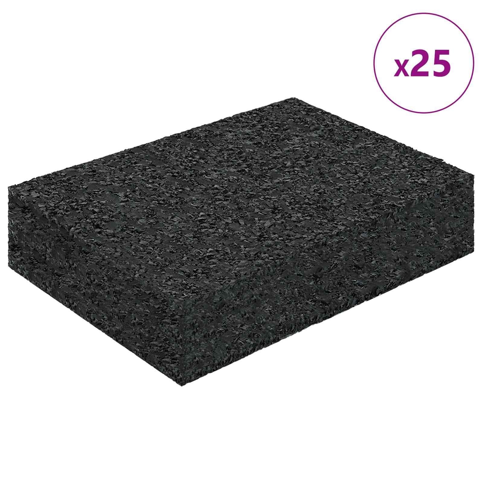 vidaXL Gummigranulat-Patiopad 25 pcs Schwarz 9 x 6 x 2 cm Gummi