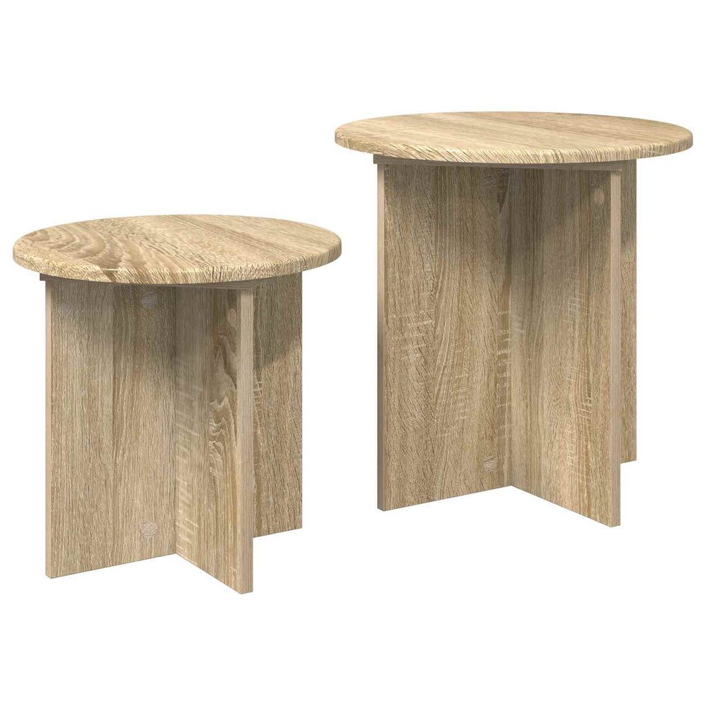vidaXL Beistelltisch-Set mit Speicher 2 pcs Sonoma-Eiche Holzwerkstoff