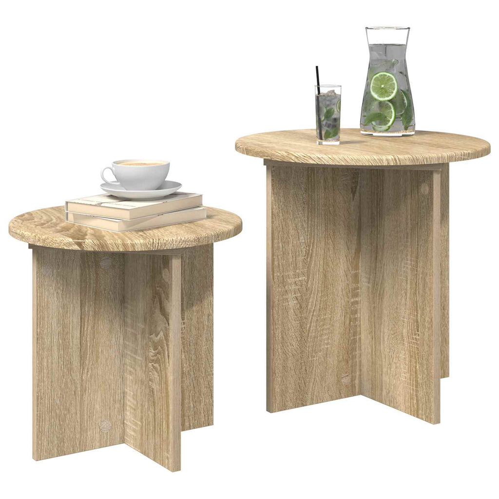 vidaXL Beistelltisch-Set mit Speicher 2 pcs Sonoma-Eiche Holzwerkstoff