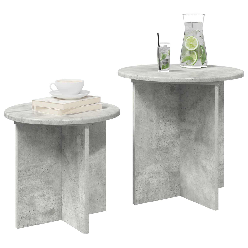 vidaXL Beistelltisch-Set mit Speicher 2 pcs Betongrau Holzwerkstoff
