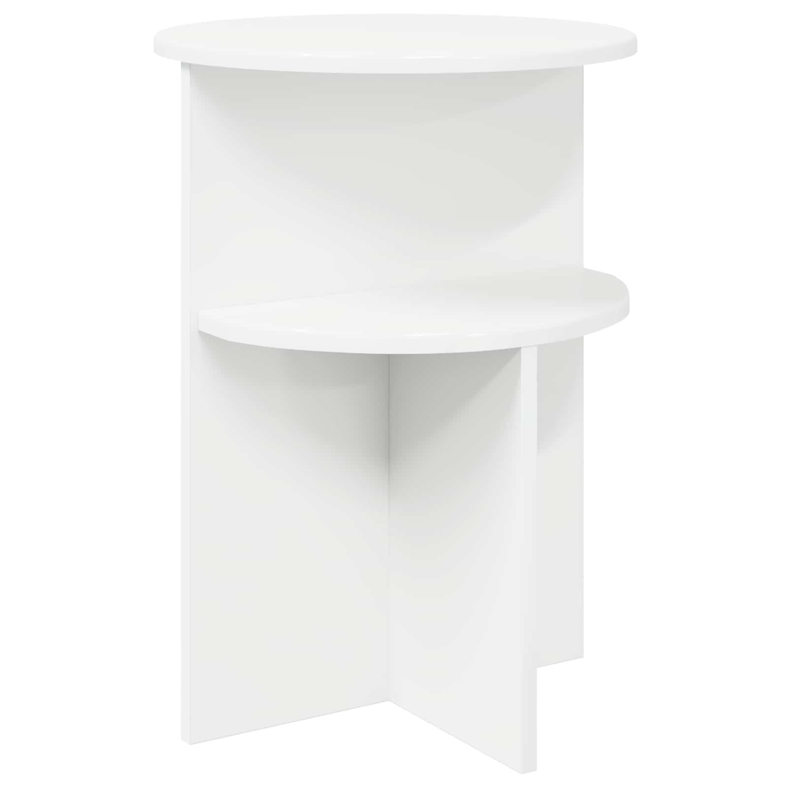 vidaXL Beistelltisch mit Speicher Weiß Ø 39,5 x 55 cm Holzwerkstoff