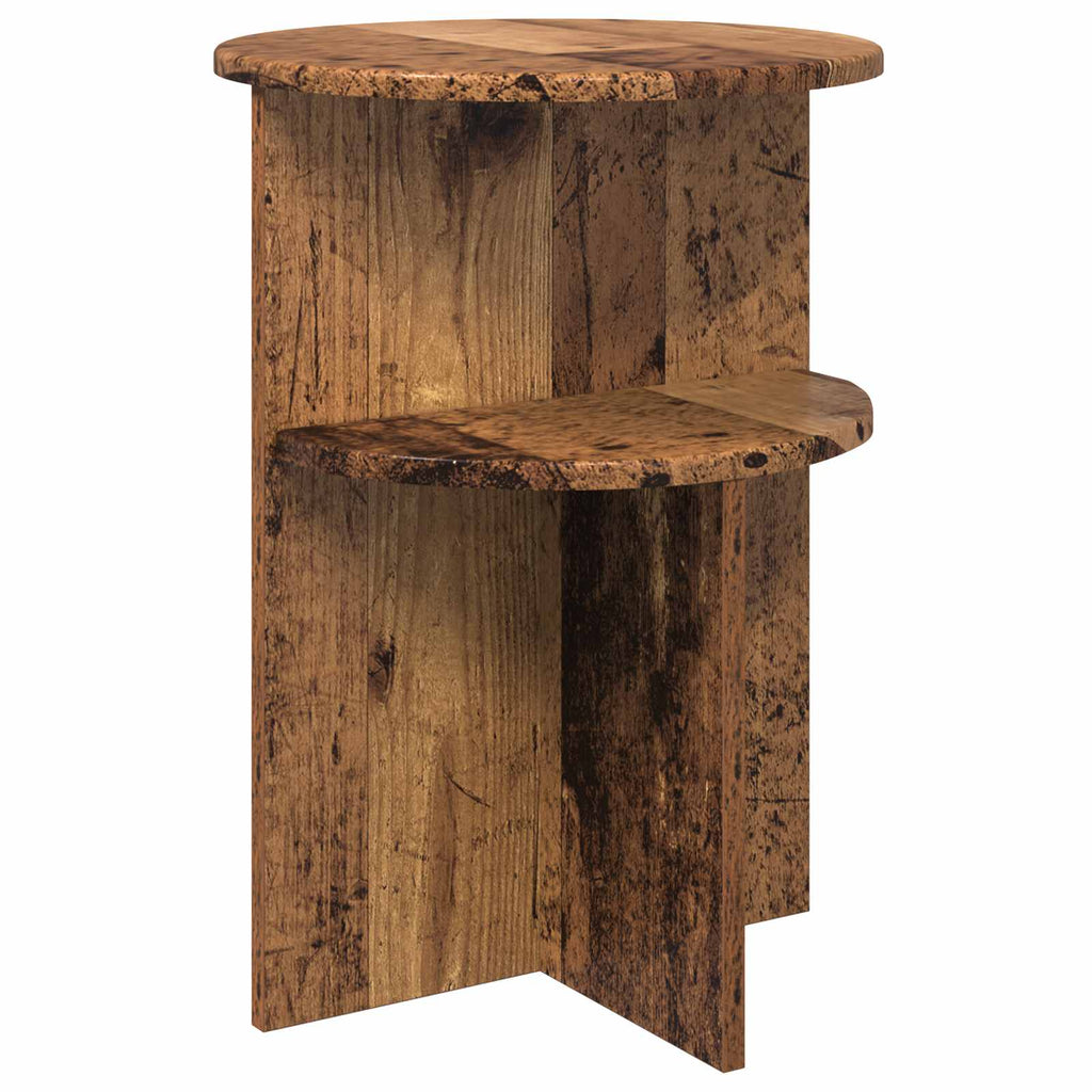 vidaXL Beistelltisch mit Speicher Altholz Ø 39,5 x 55 cm Holzwerkstoff