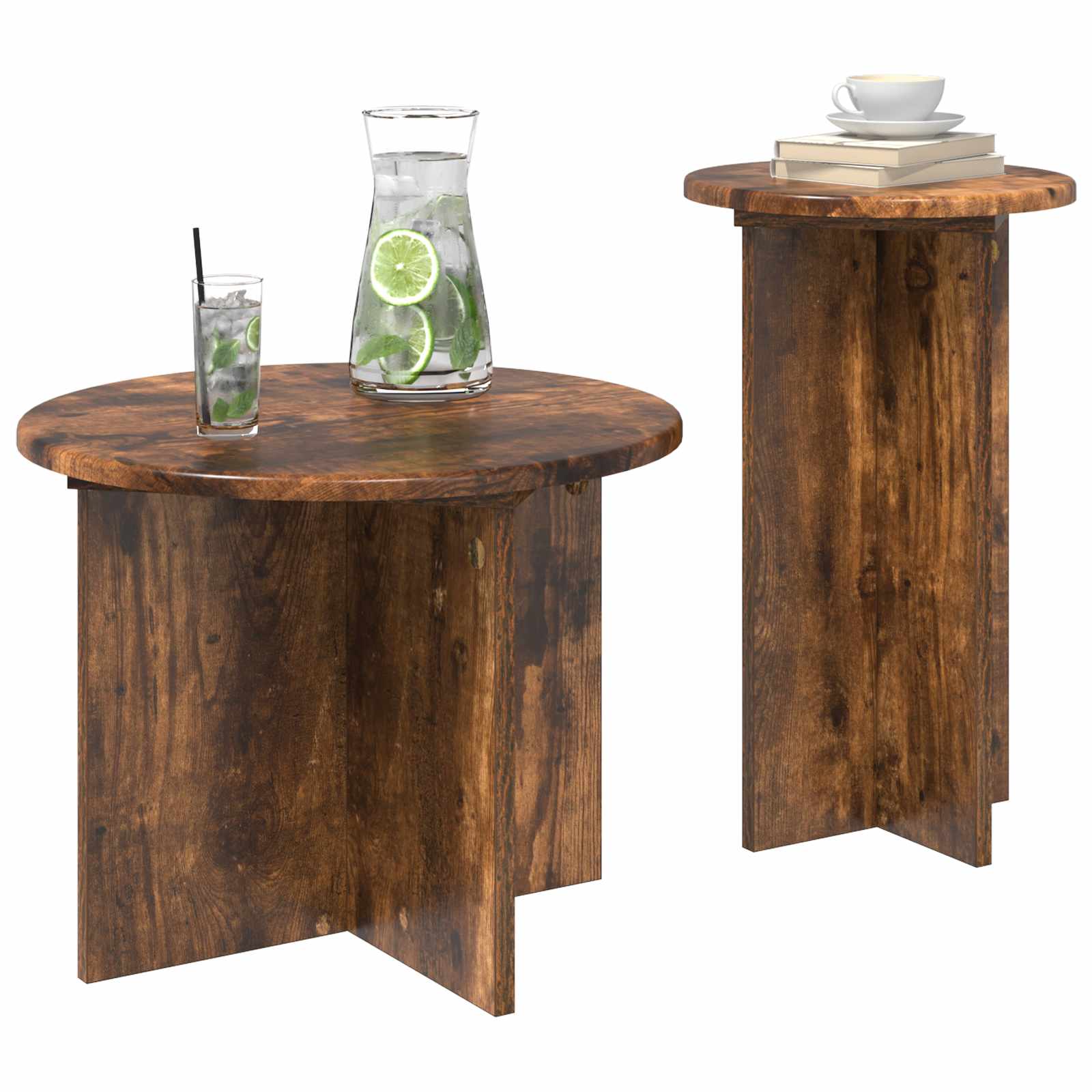 vidaXL Beistelltisch-Set 2 pcs Geräucherte Eiche Holzwerkstoff