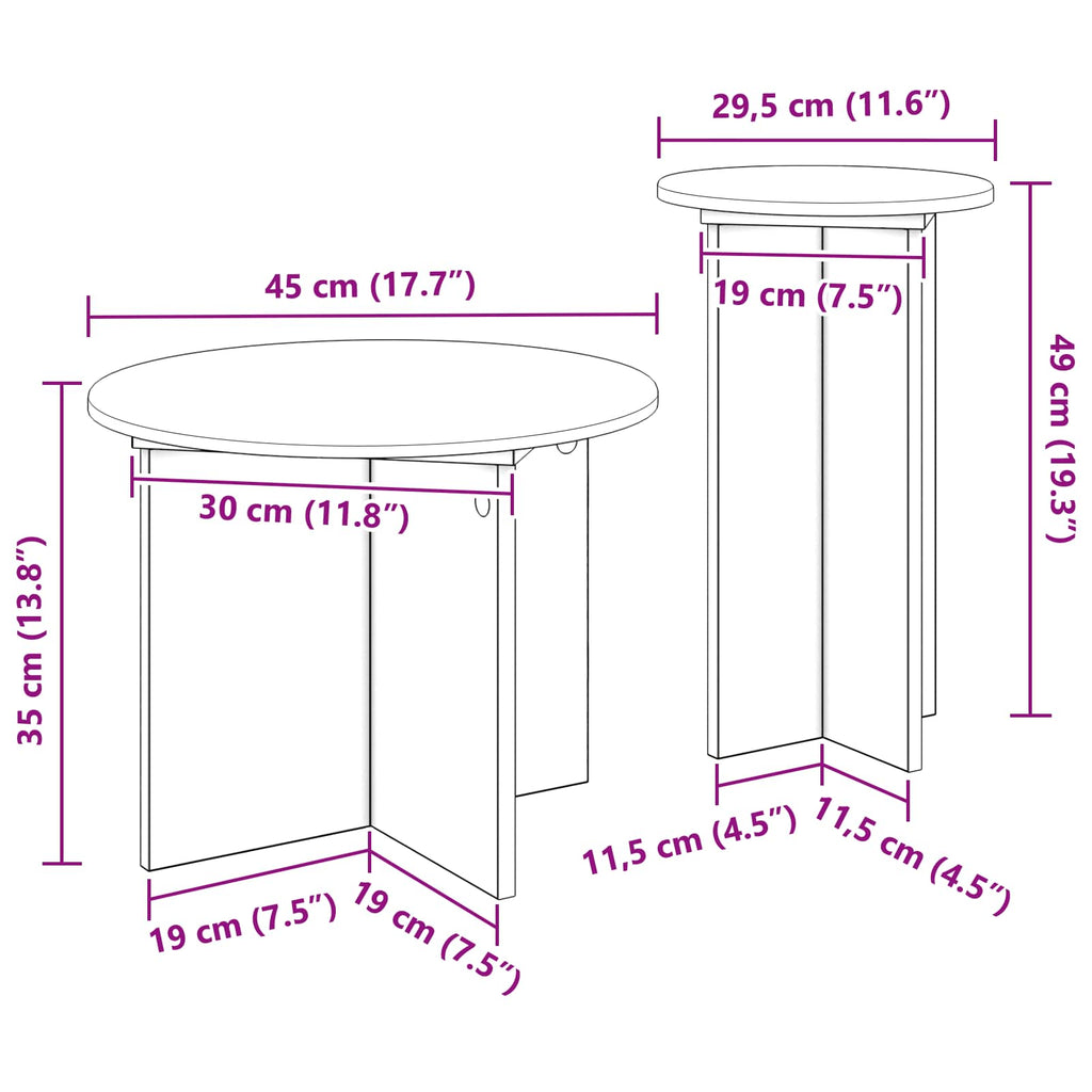 vidaXL Beistelltisch-Set 2 pcs Geräucherte Eiche Holzwerkstoff