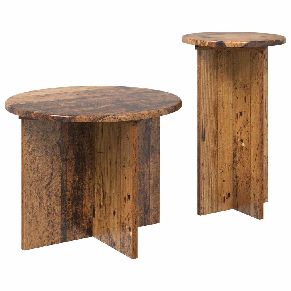 vidaXL Beistelltisch-Set mit Speicher 2 pcs Altholz Holzwerkstoff