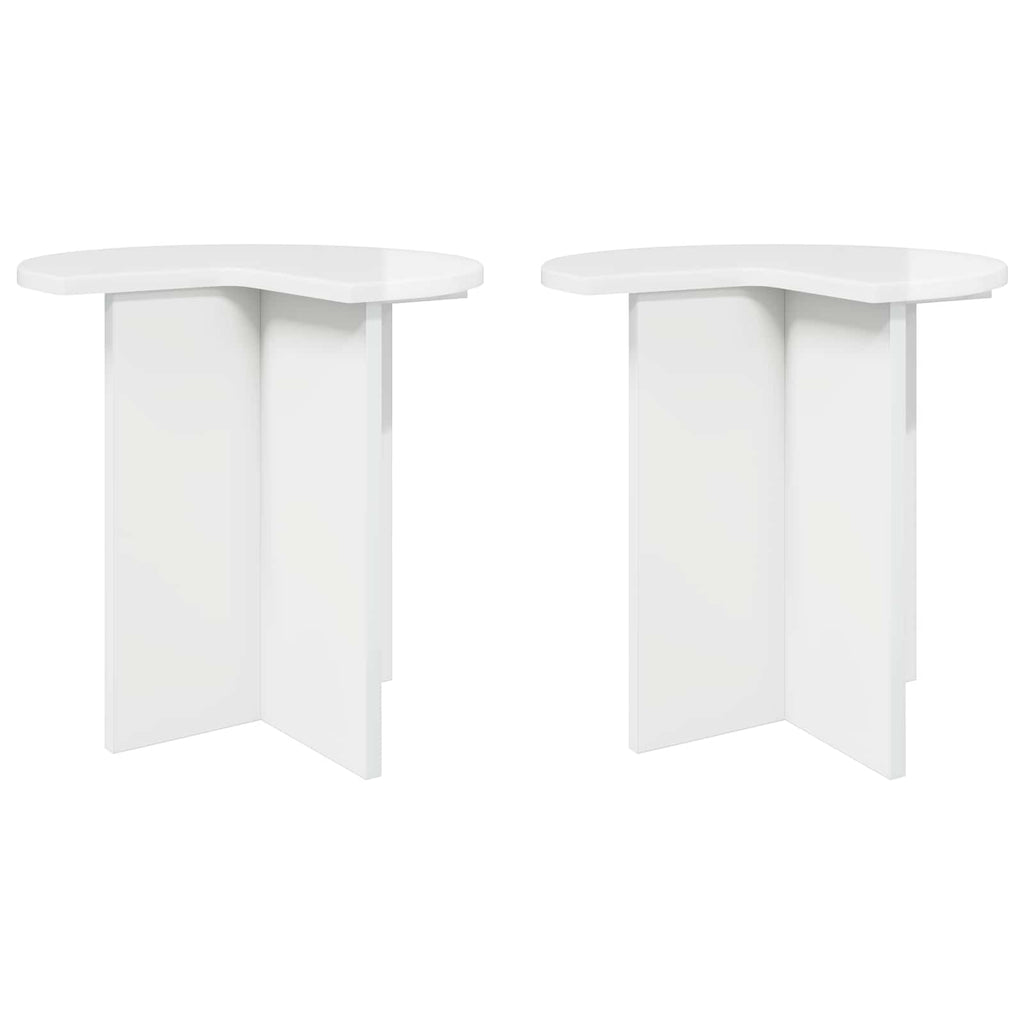 vidaXL Beistelltisch 2 pcs Hochglanz Weiß Ø 39 x 38 cm Holzwerkstoff