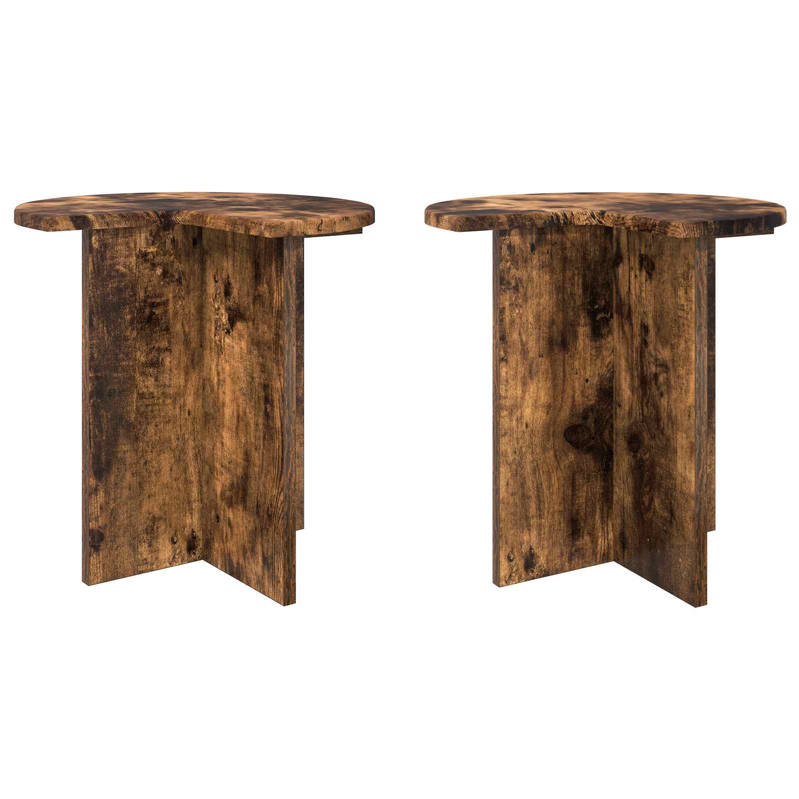 vidaXL Beistelltisch mit Speicher 2 pcs Geräucherte Eiche Ø 39 x 38 cm