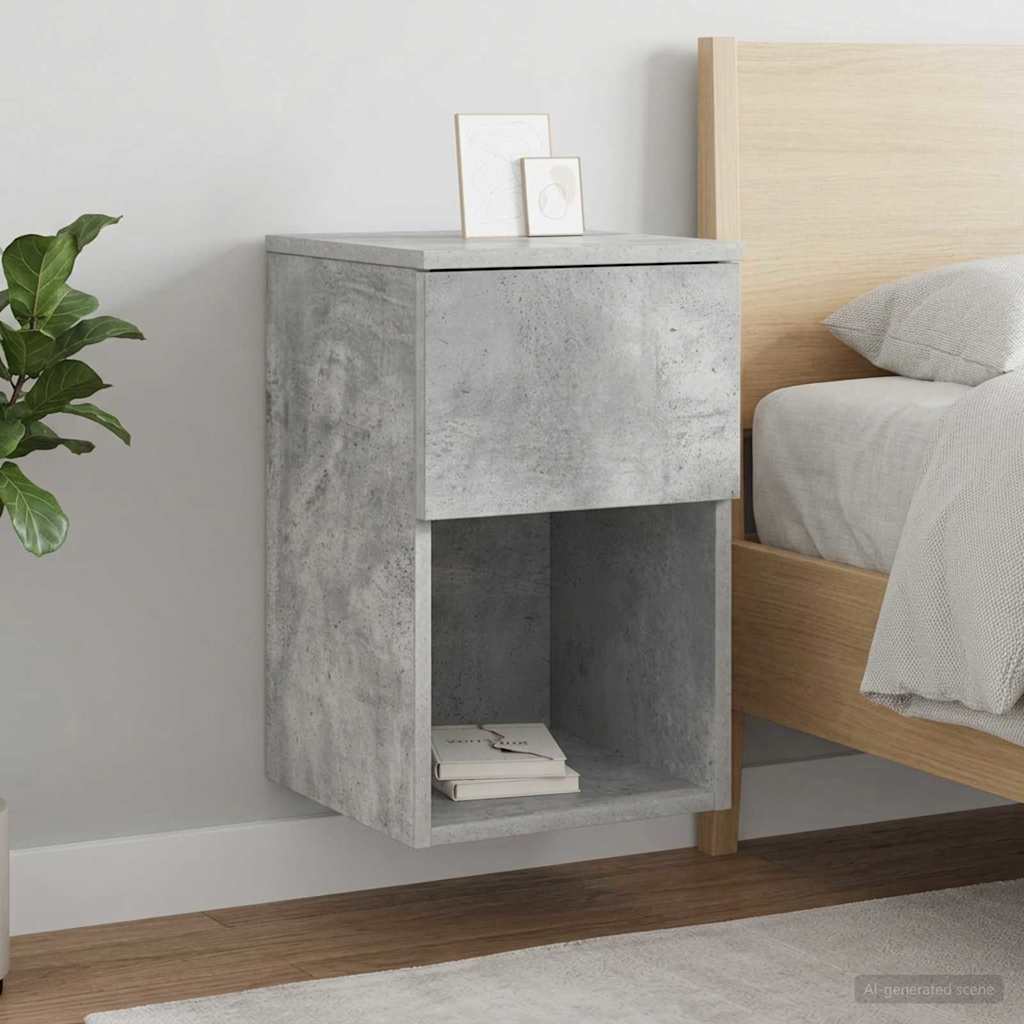 vidaXL Bettschrank 2 pcs Betongrau 29 x 31,5 x 49 cm Holzwerkstoff