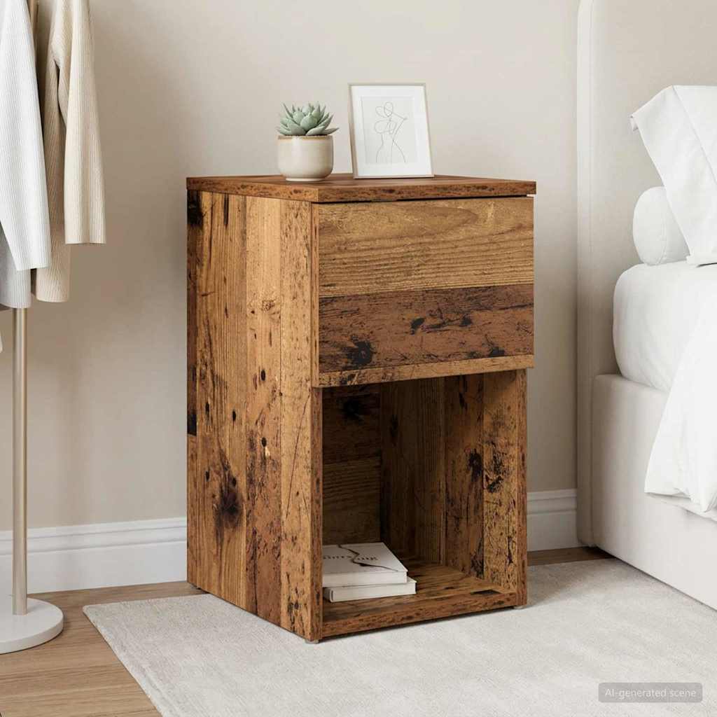 vidaXL Bettschrank Altholz 29 x 31,5 x 49 cm Holzwerkstoff