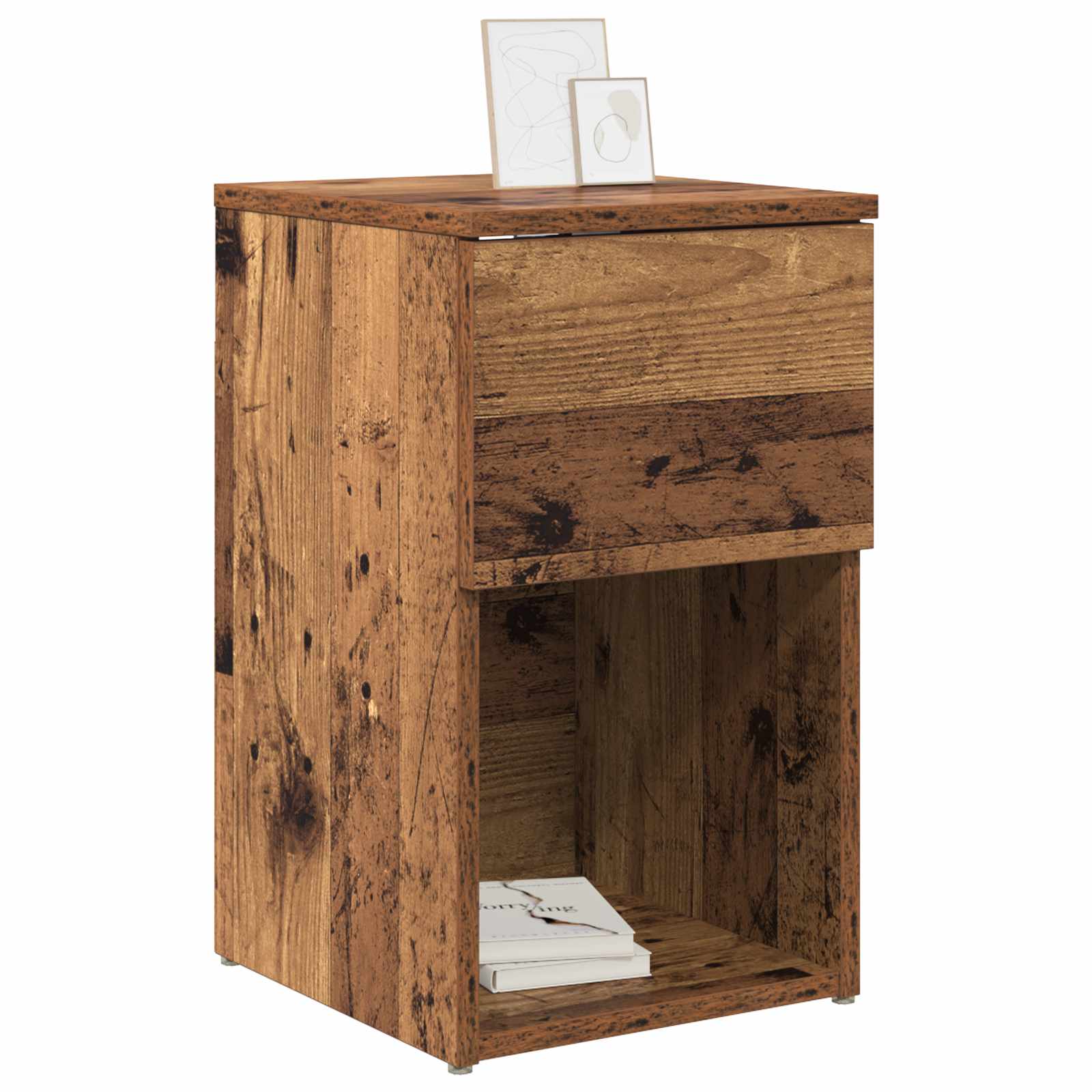 vidaXL Bettschrank Altholz 29 x 31,5 x 49 cm Holzwerkstoff