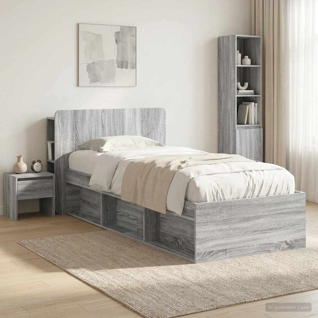 vidaXL Kopfteil Schrank mit Speicher Graues Sonoma Holzwerkstoff