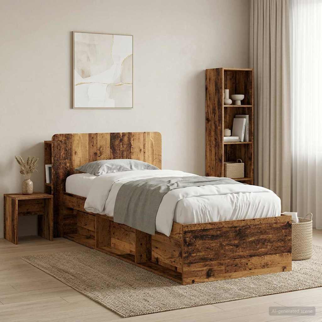 vidaXL Kopfteil Schrank mit Speicher Altholz Holzwerkstoff