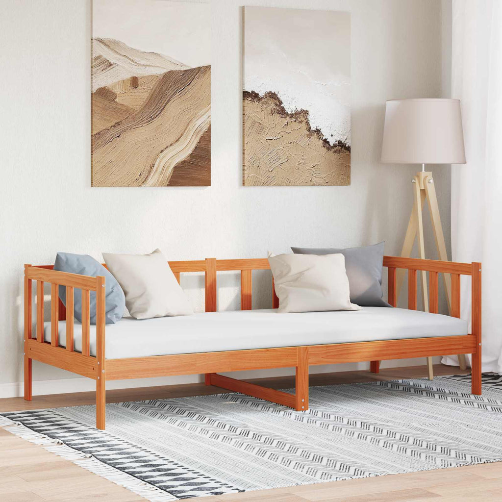 vidaXL Bettrahmen Wachsbraun 90 x 190 cm Massives Kiefernholz