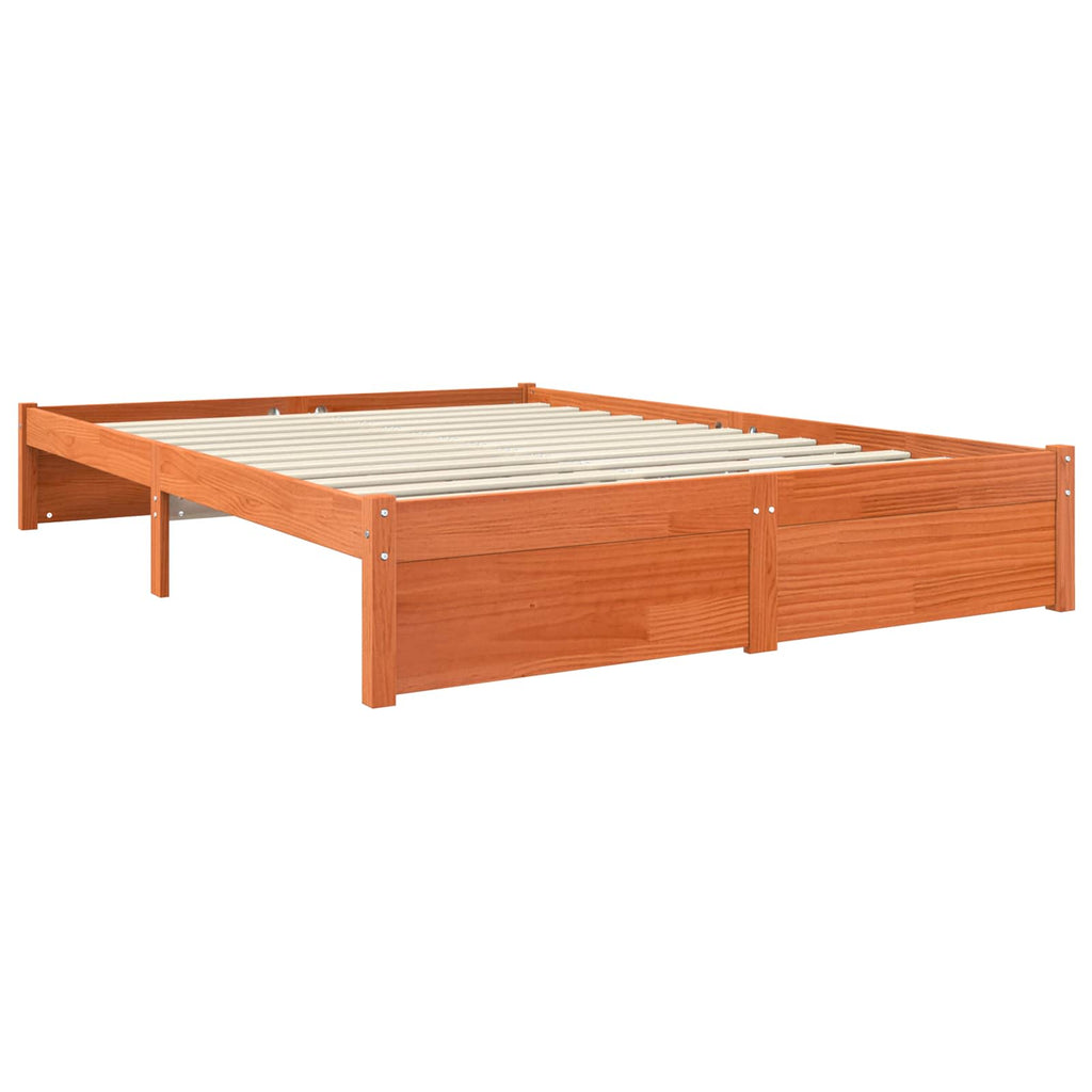 vidaXL Bettrahmen Wachsbraun 140 x 200 cm Massivholz Kiefer