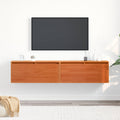 vidaXL Wandschrank mit Regal mit Tür 2 pcs Wachsbraun 80 x 30 x 35 cm