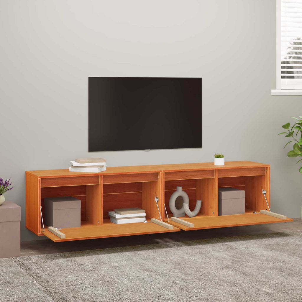 vidaXL Wandschrank mit Regal mit Tür 2 pcs Wachsbraun 80 x 30 x 35 cm