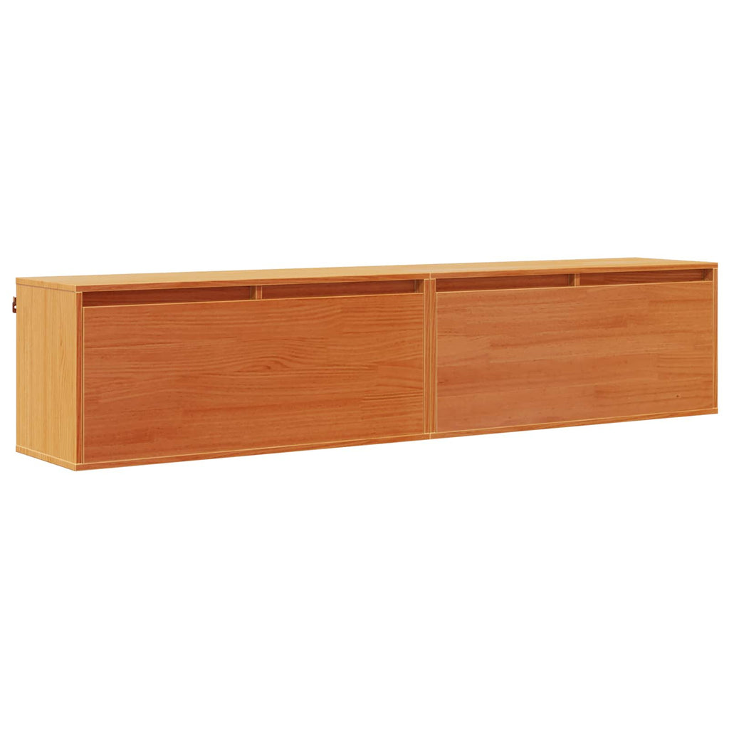 vidaXL Wandschrank mit Regal mit Tür 2 pcs Wachsbraun 80 x 30 x 35 cm