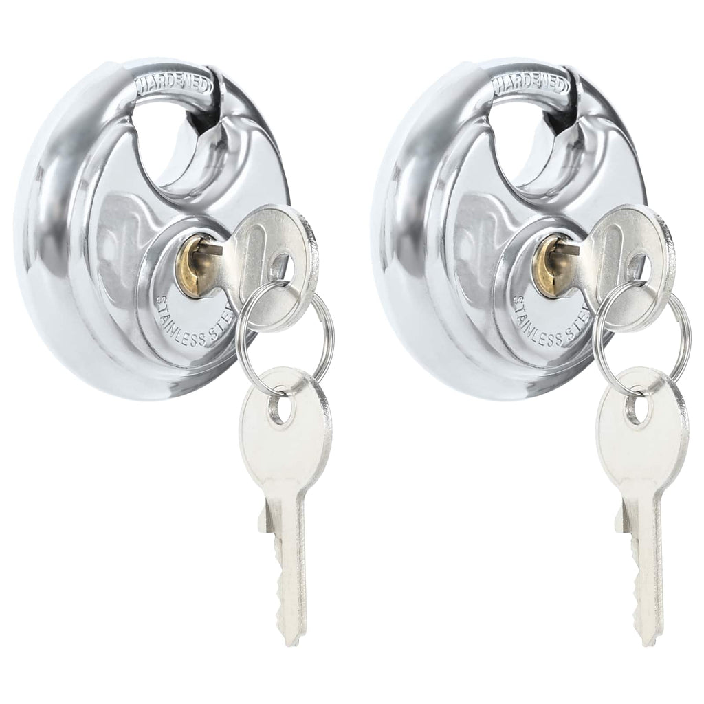 vidaXL Diskusschlösser mit Schlüsseln 2 pcs Silber 6 x 2,3 x 6 cm
