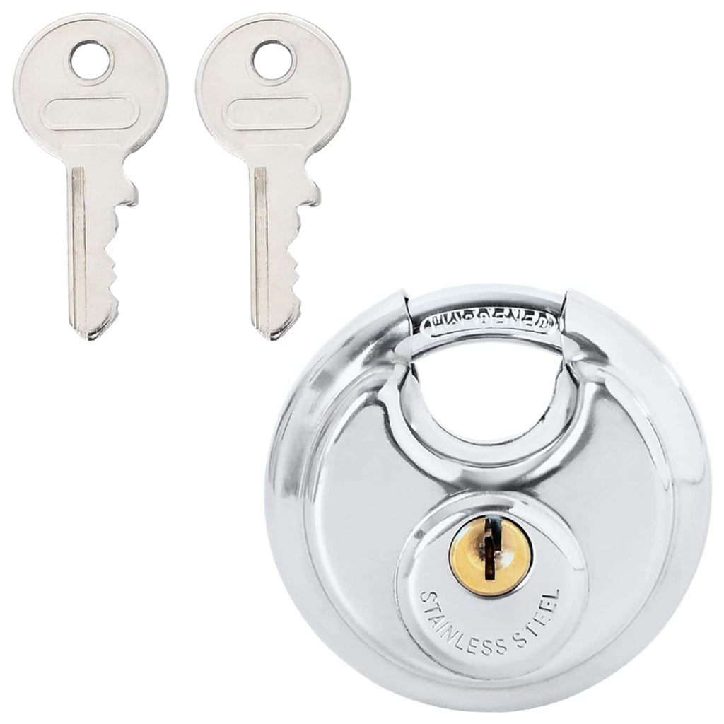 vidaXL Diskusschlösser mit Schlüsseln 2 pcs Silber 6 x 2,3 x 6 cm