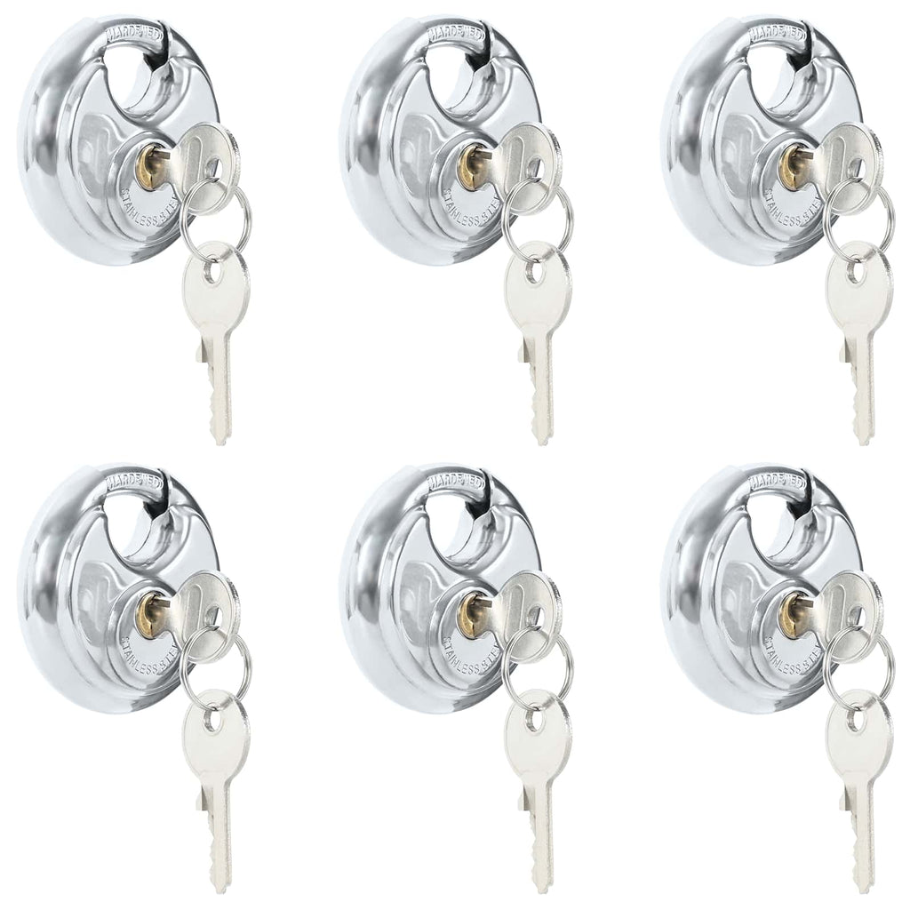 vidaXL Diskusschlösser mit Schlüsseln 6 pcs Silber 6 x 2,3 x 6 cm