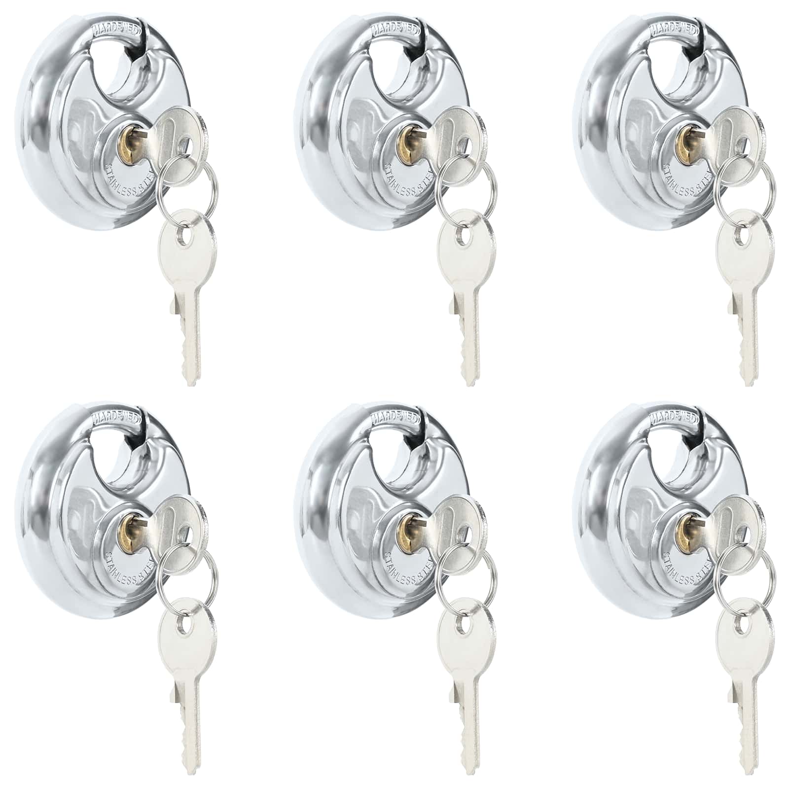 vidaXL Diskusschlösser mit Schlüsseln 6 pcs Silber 6 x 2,3 x 6 cm