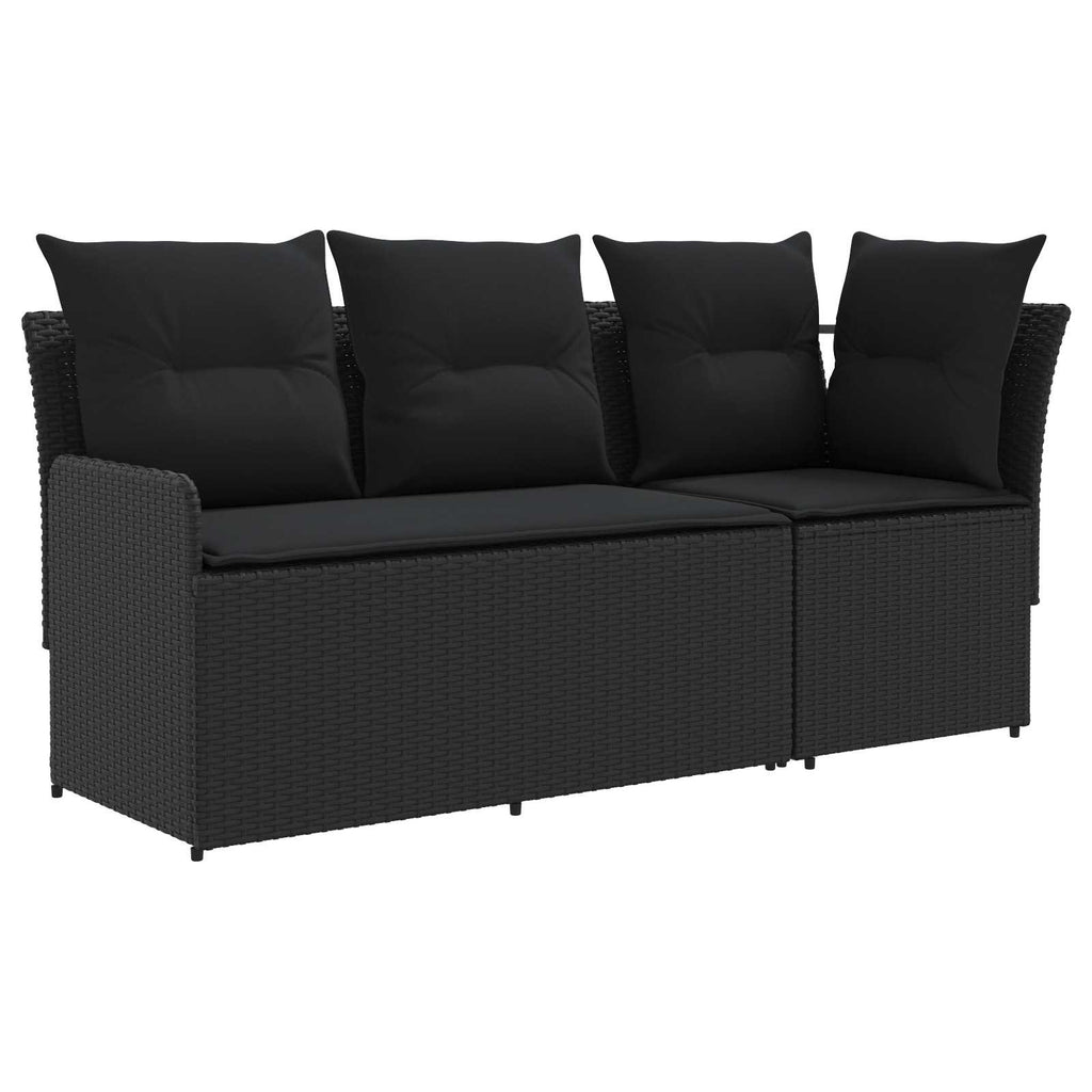 vidaXL Gartenarmsessel mit Ecksofa 2 Stück Schwarz PE-Rattan