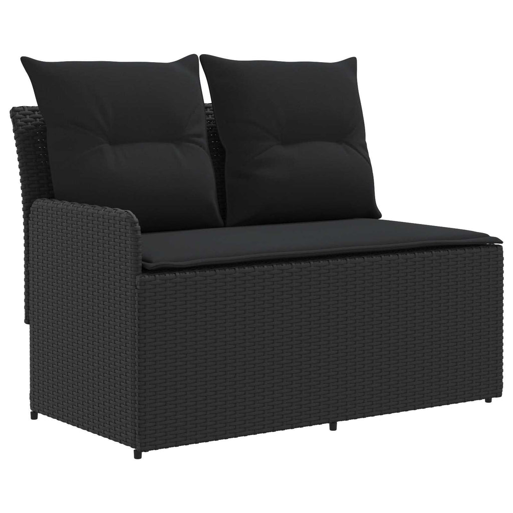 vidaXL Gartenarmsessel mit Ecksofa 2 Stück Schwarz PE-Rattan