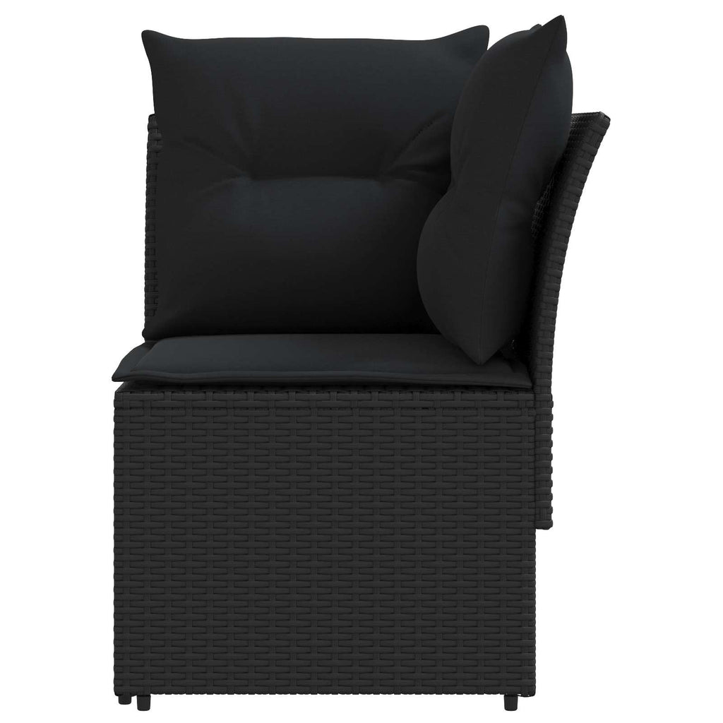 vidaXL Gartenarmsessel mit Ecksofa 2 Stück Schwarz PE-Rattan