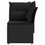 vidaXL Gartenarmsessel mit Ecksofa 2 Stück Schwarz PE-Rattan