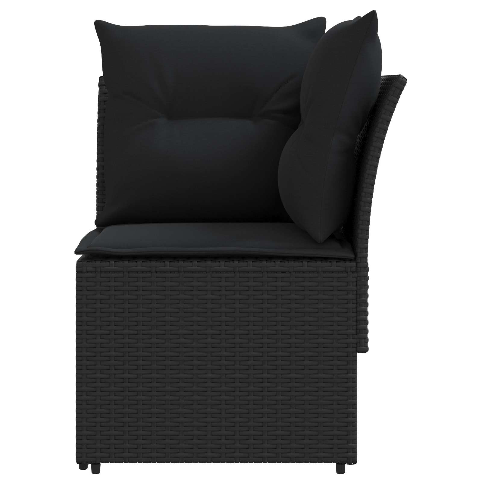 vidaXL Gartenarmsessel mit Ecksofa 2 Stück Schwarz PE-Rattan