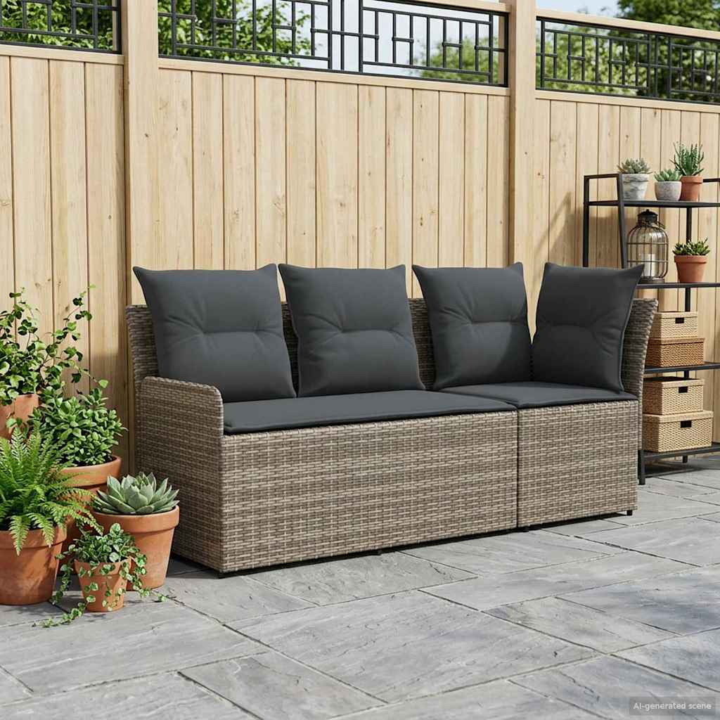 vidaXL Gartenarmsessel mit Ecksofa 2 Stück Grau und Dunkelgrau