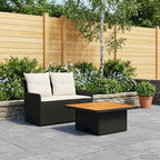 vidaXL Garten Armlehnen Sofa mit Klapptisch 2 Stück Schwarz und Creme
