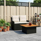 vidaXL Garten Armlehnen Sofa mit Klapptisch 2 Stück Schwarz und Creme