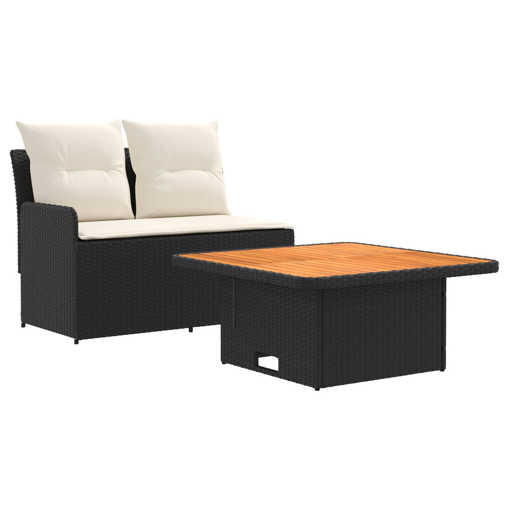 vidaXL Garten Armlehnen Sofa mit Klapptisch 2 Stück Schwarz und Creme