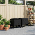 vidaXL Garten-Fußhocker 2 Stück Schwarz 38 x 38 x 45 cm PE-Rattan