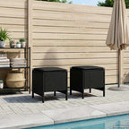 vidaXL Garten-Fußhocker 2 Stück Schwarz 38 x 38 x 45 cm PE-Rattan