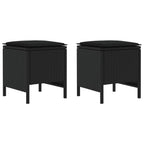 vidaXL Garten-Fußhocker 2 Stück Schwarz 38 x 38 x 45 cm PE-Rattan