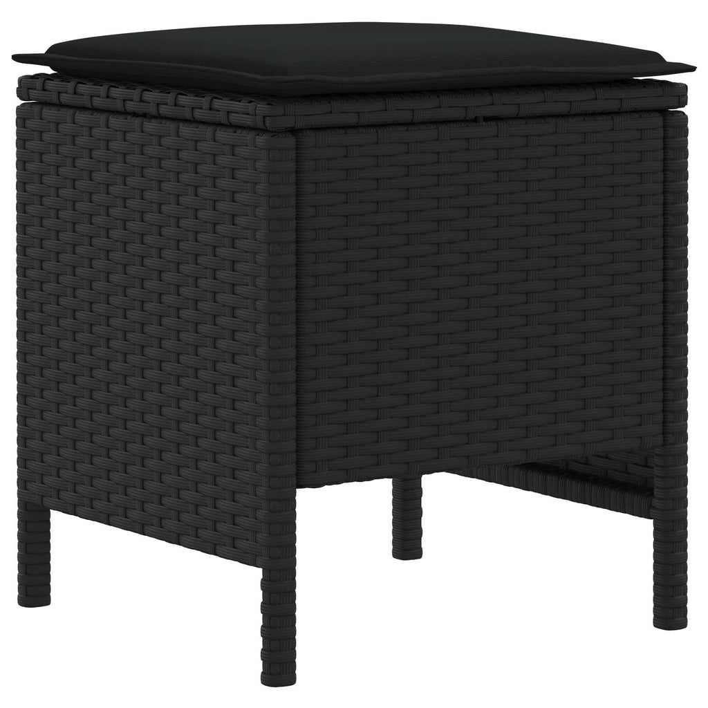 vidaXL Garten-Fußhocker 2 Stück Schwarz 38 x 38 x 45 cm PE-Rattan