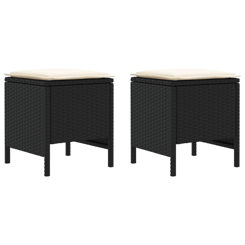 vidaXL Garten-Fußhocker 2 Stück Schwarz und Creme 38 x 38 x 45 cm