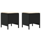 vidaXL Garten-Fußhocker 2 Stück Schwarz und Creme 38 x 38 x 45 cm