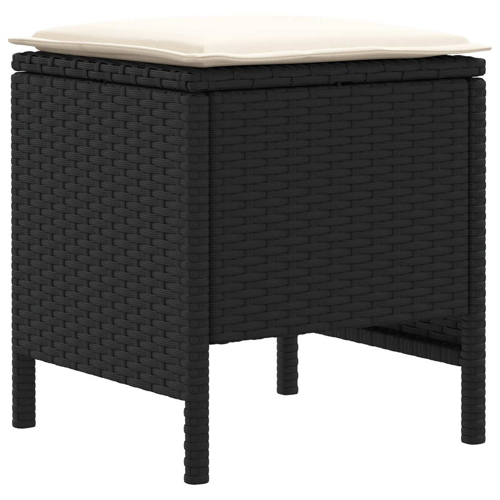 vidaXL Garten-Fußhocker 2 Stück Schwarz und Creme 38 x 38 x 45 cm