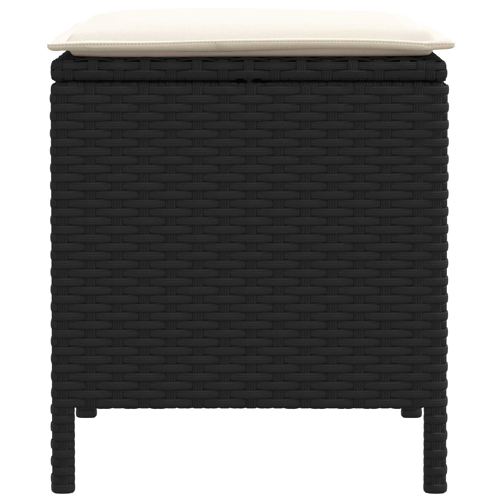 vidaXL Garten-Fußhocker 2 Stück Schwarz und Creme 38 x 38 x 45 cm