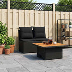 vidaXL 2 Stück Garten Mittel Sofa Mit Hochklapptisch Poly-Rattan