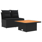 vidaXL 2 Stück Garten Mittel Sofa Mit Hochklapptisch Poly-Rattan