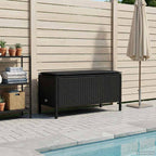 vidaXL Garten-Fußhocker mit Kissen Schwarz 80 x 38 x 45 cm PE-Rattan