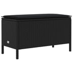 vidaXL Garten-Fußhocker mit Kissen Schwarz 80 x 38 x 45 cm PE-Rattan