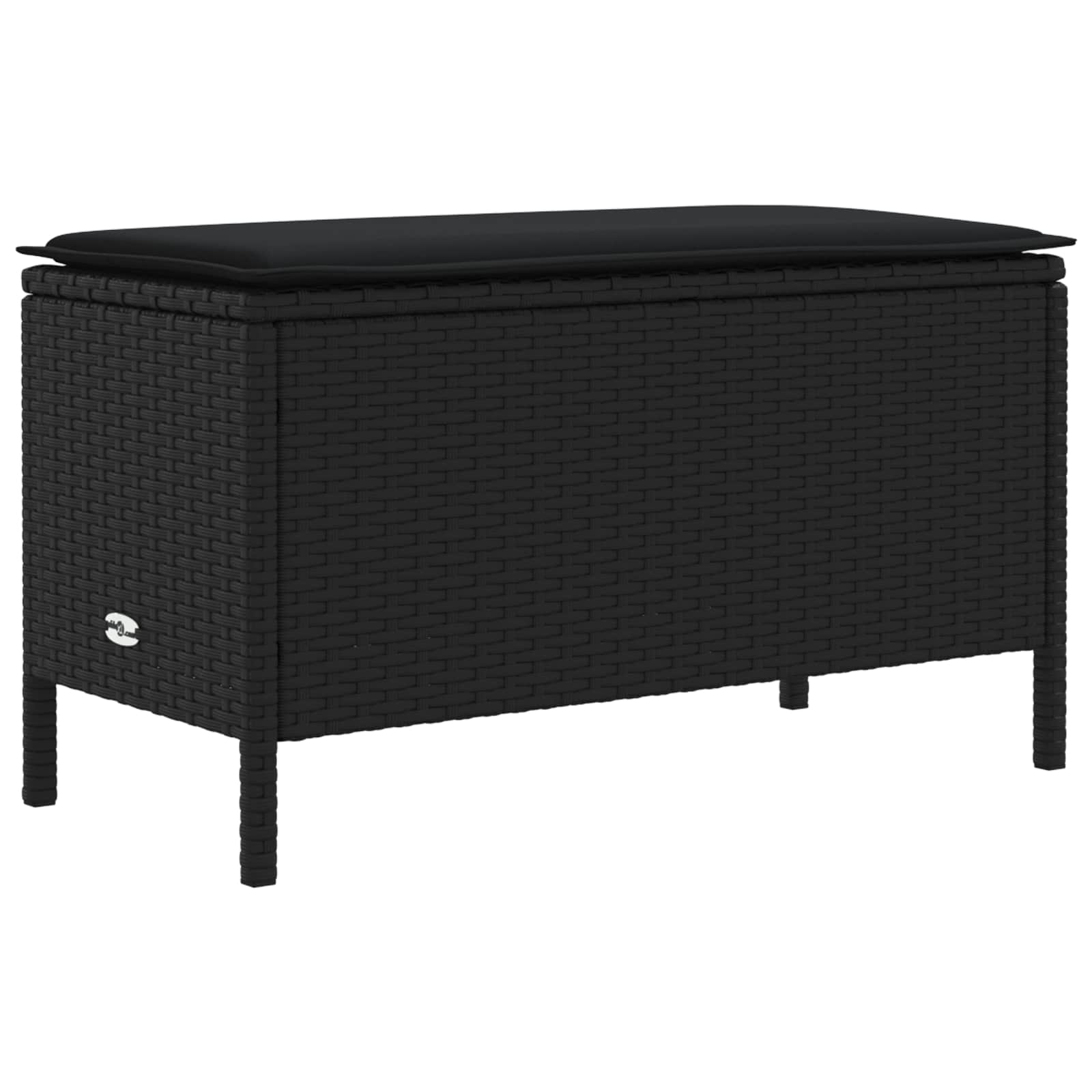 vidaXL Garten-Fußhocker mit Kissen Schwarz 80 x 38 x 45 cm PE-Rattan